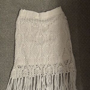 Elegant Crochet Midi Skirt in White